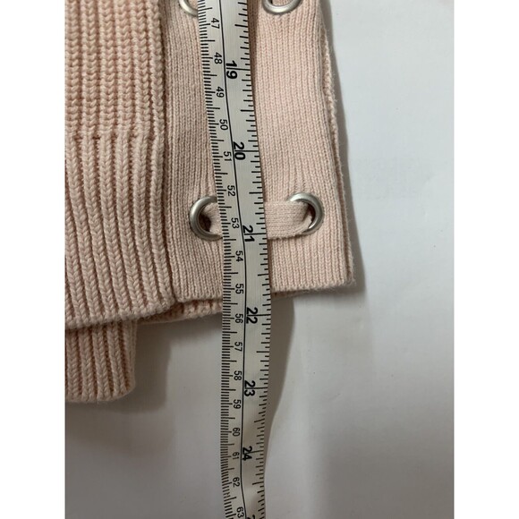CABI Eliza Lace Up Light Pink Sweater Cardigan Size Medium Style 3357 V Neck - Picture 13 of 14